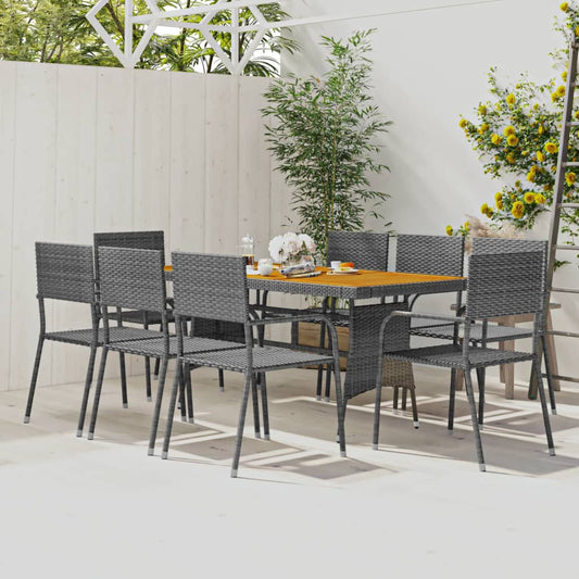 Set da Pranzo per Esterni 9 pz in Polyrattan Grigio - homemem39