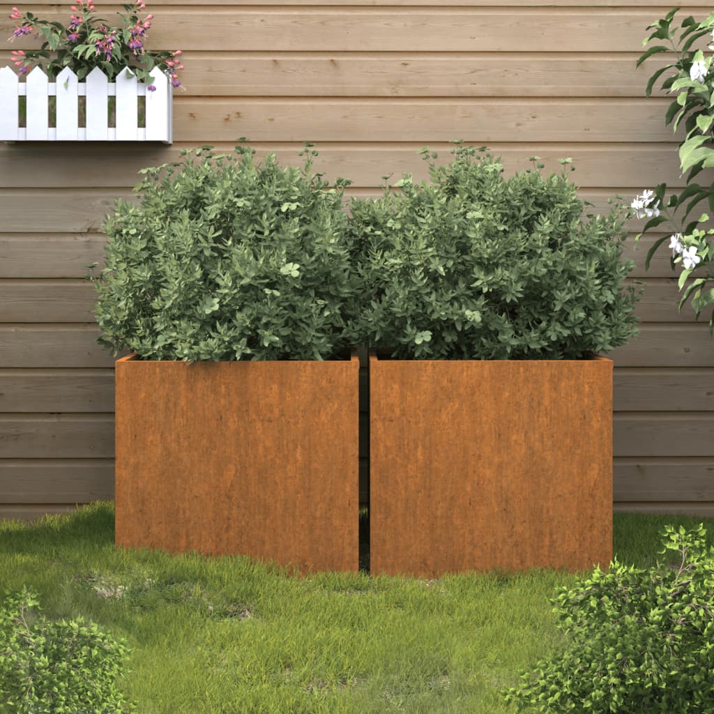 Fioriere 2 pz 32x30x29 cm Acciaio Corten - homemem39