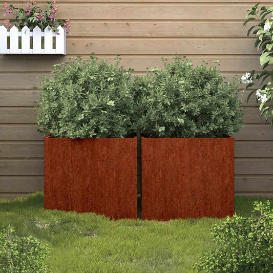 Fioriere 2 pz 32x30x29 cm Acciaio Corten