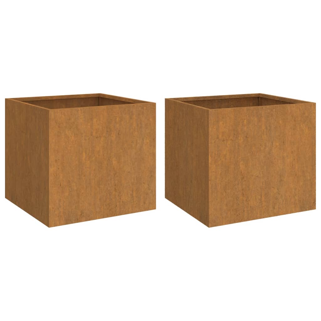 Fioriere 2 pz 42x40x39 cm Acciaio Corten