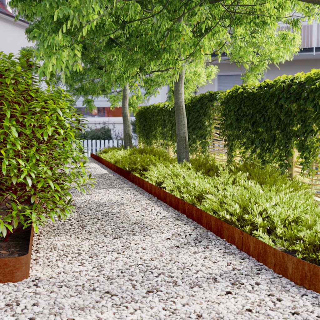 Bordure per Prato 50 pz 15x103 cm Flessibili in Acciaio Corten | homemem39