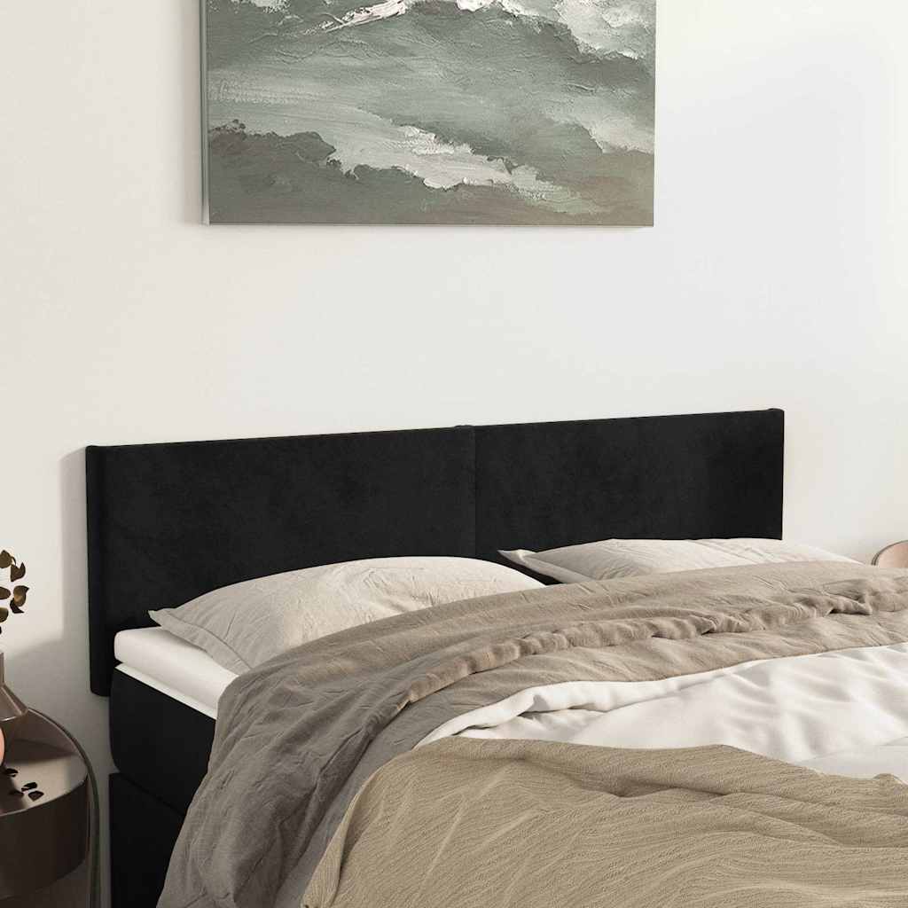 Testiera Nera 144x5x78/88 cm in Velluto | homemem39