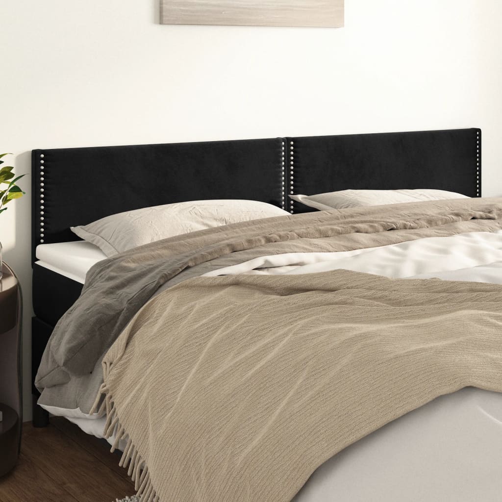 Testiera Nera 180x5x78/88 cm in Velluto