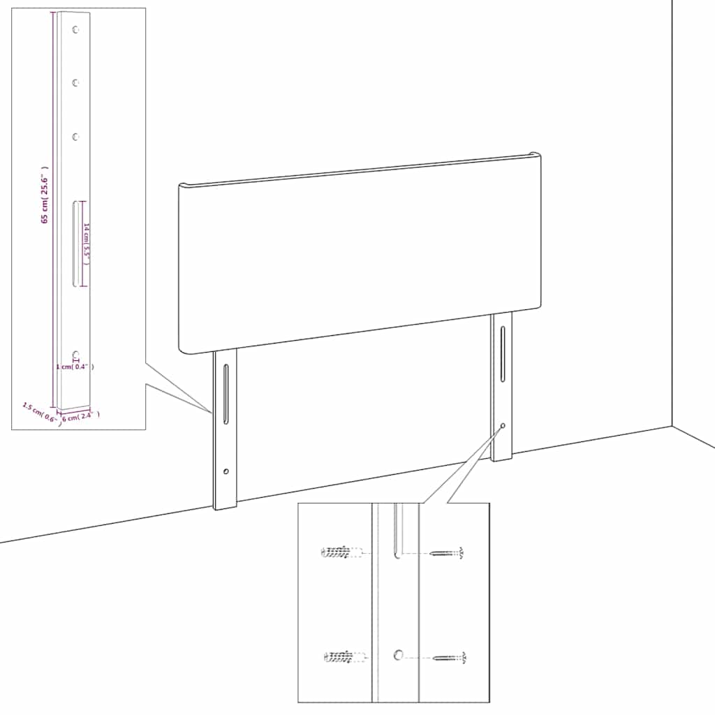 Testiera Nera 100x5x78/88 cm in Velluto - homemem39