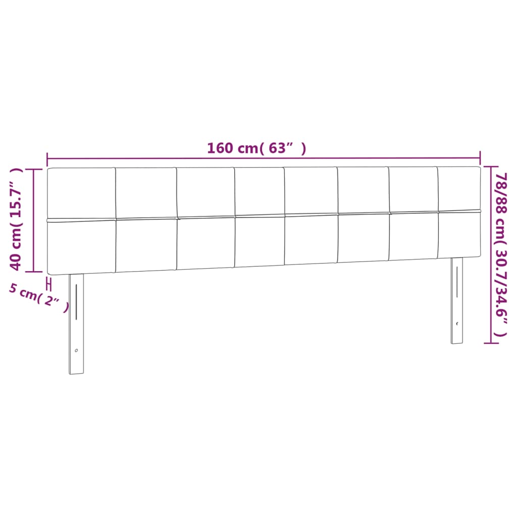 Testiera Nera 160x5x78/88 cm in Velluto | homemem39