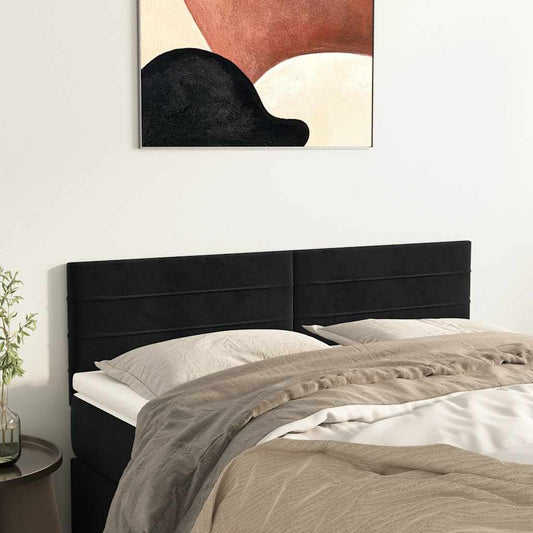 Testiera Nero 144x5x78/88 cm in Velluto | homemem39