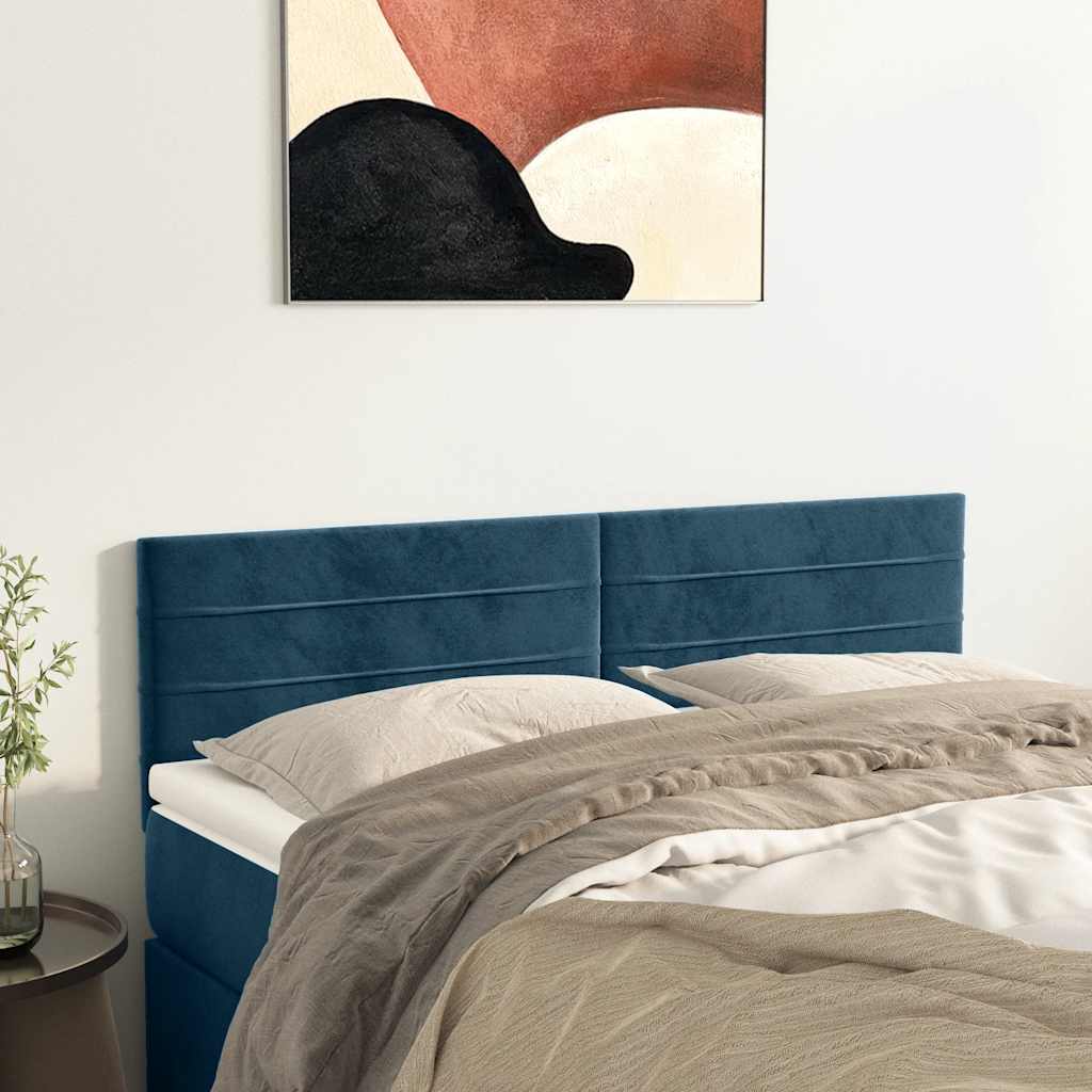 Testiera Blu Scuro 144x5x78/88 cm in Velluto | homemem39