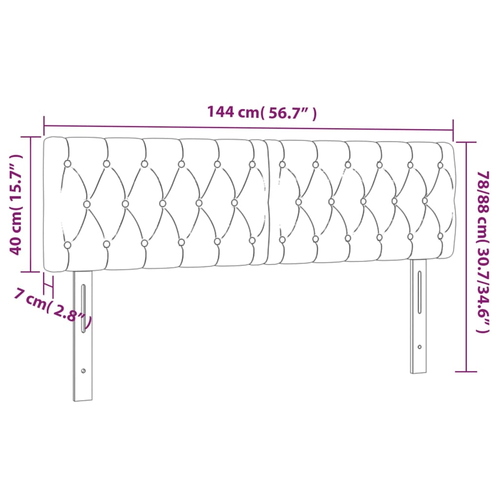 Testiera Nera 144x7x78/88 cm in Velluto | homemem39