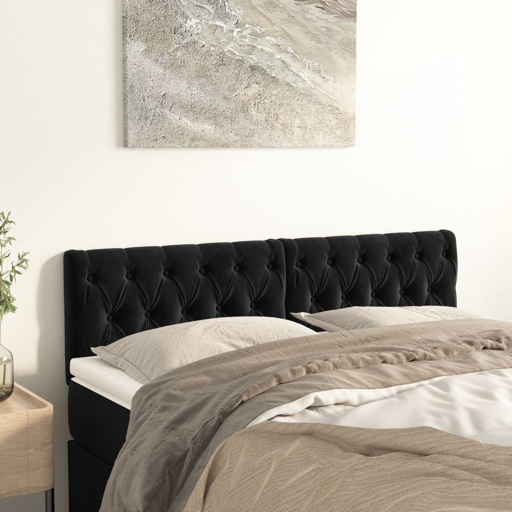 Testiera Nera 144x7x78/88 cm in Velluto | homemem39