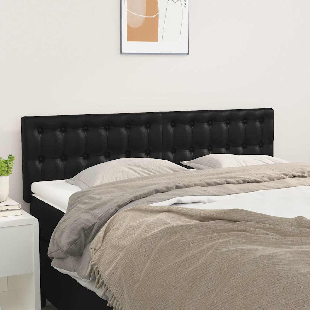 Testiera Nera 144x5x78/88 cm in Similpelle | homemem39