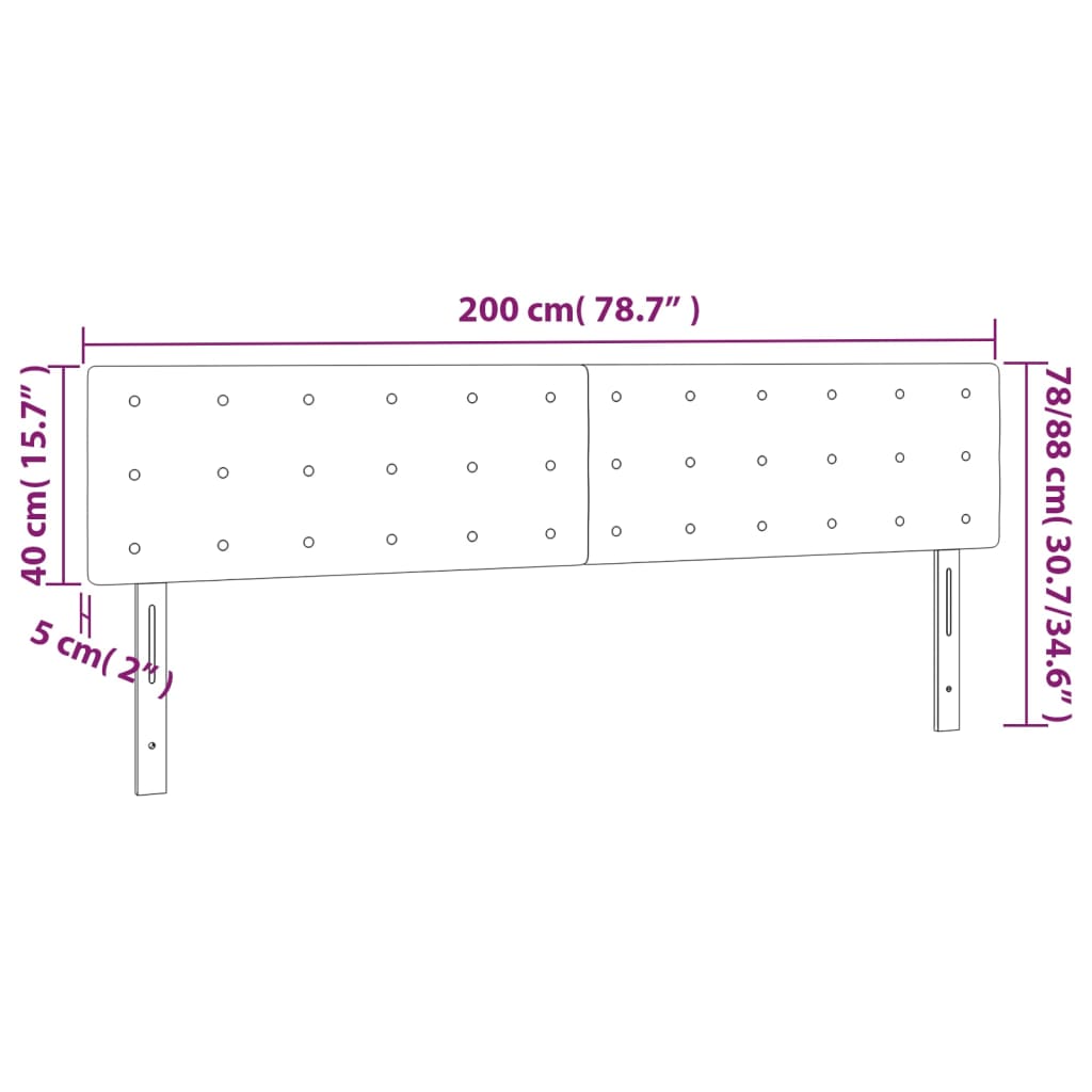 Testiera Tortora 200x5x78/88 cm in Tessuto | homemem39