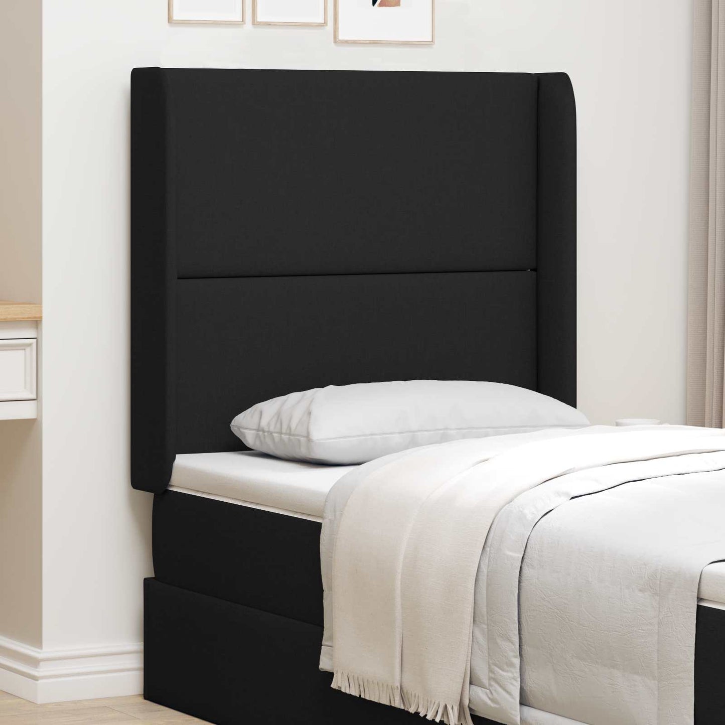 Orecchia della Testata Nero 80 x 16 x 4 cm Tessuto | homemem39