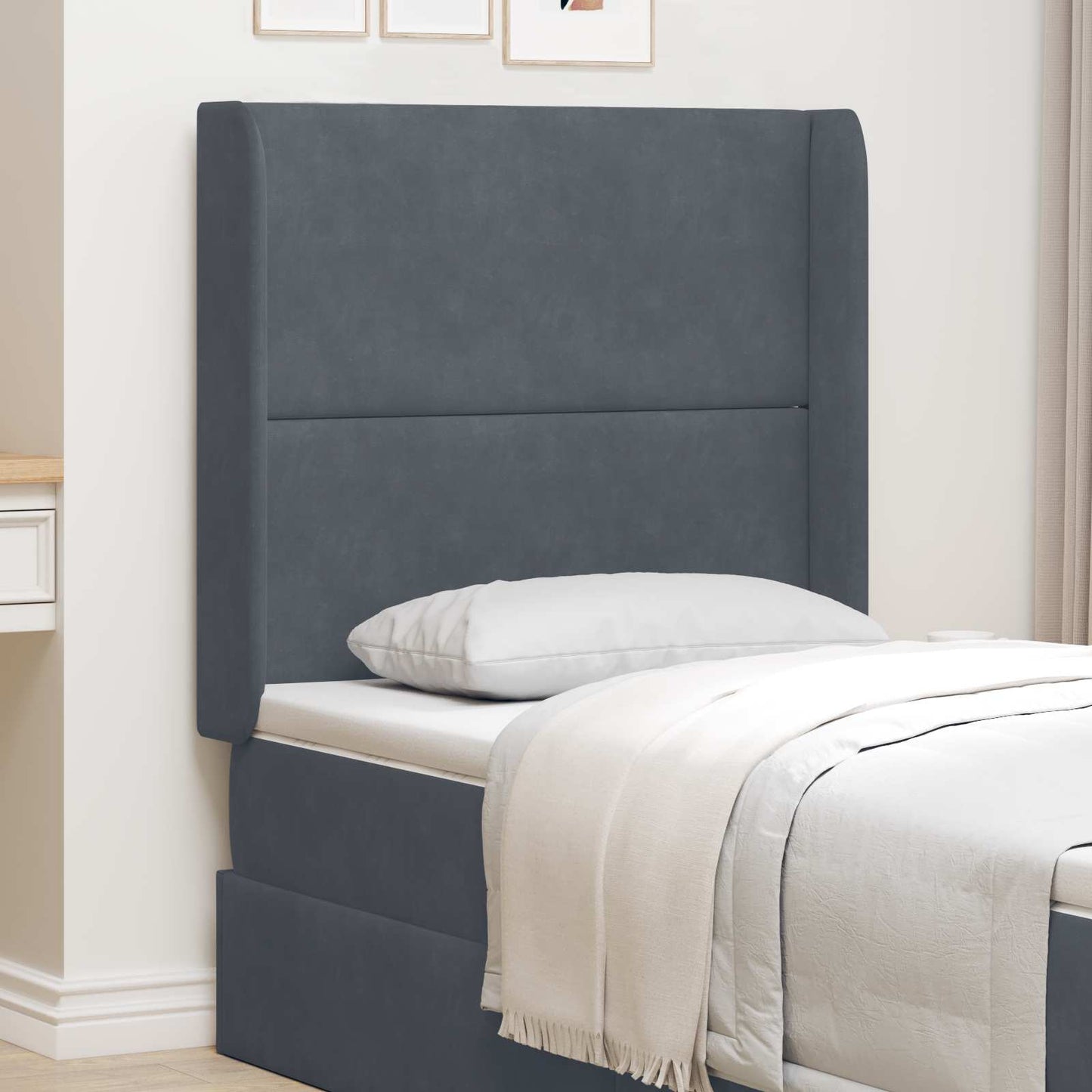 Orecchia della Testata Grigio 80 x 16 x 4 cm Velluto
