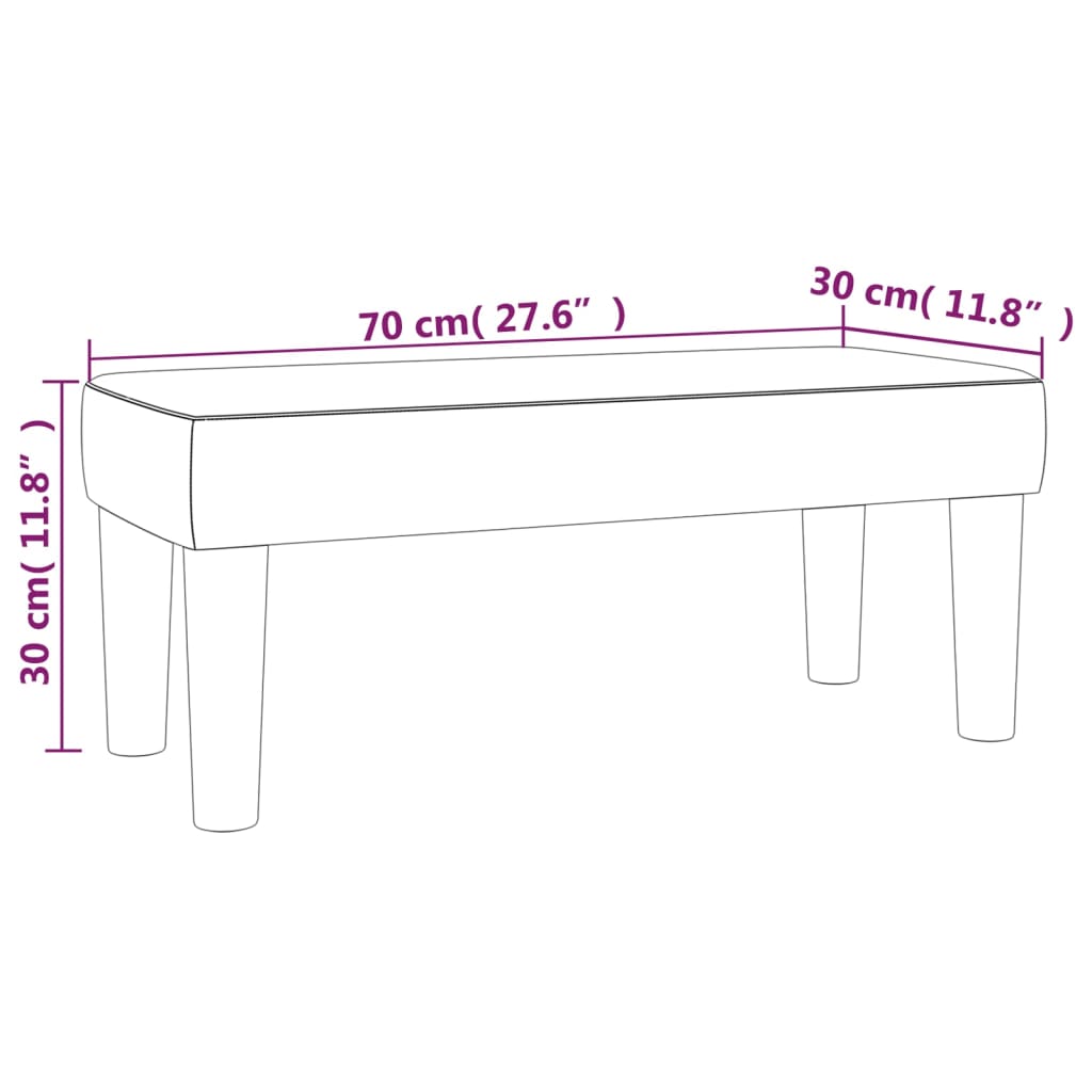 Cream Bench 70x30x30 cm in Fabric