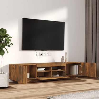 Set Mobili TV 2pz con Luci LED Rovere Fumo in Legno Multistrato - homemem39