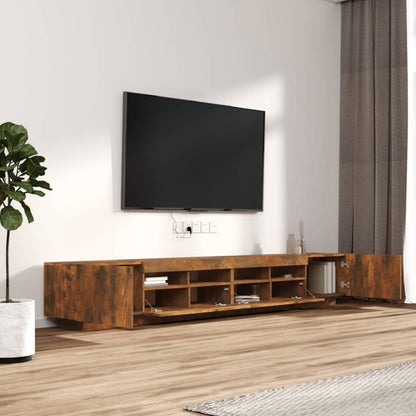 Set Mobili TV 3pz con Luci LED Rovere Fumo in Legno Multistrato - homemem39