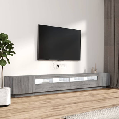 Set Mobili TV 3 pz con Luci LED Grigio Sonoma Legno Multistrato | homemem39