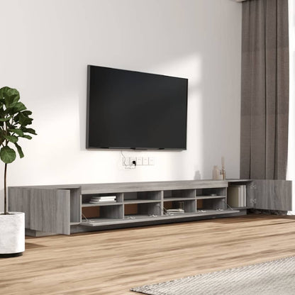 Set Mobili TV 3 pz con Luci LED Grigio Sonoma Legno Multistrato | homemem39