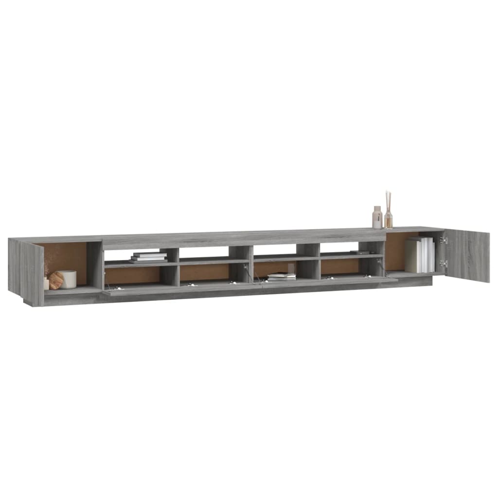 Set Mobili TV 3 pz con Luci LED Grigio Sonoma Legno Multistrato | homemem39