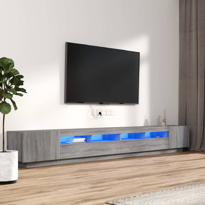Set Mobili TV 3 pz con Luci LED Grigio Sonoma Legno Multistrato | homemem39
