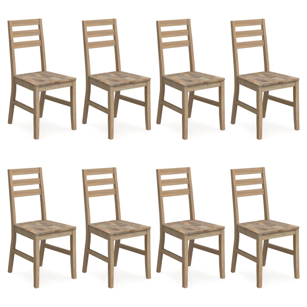 Dining Chairs 8 pcs in Solid Acacia Wood