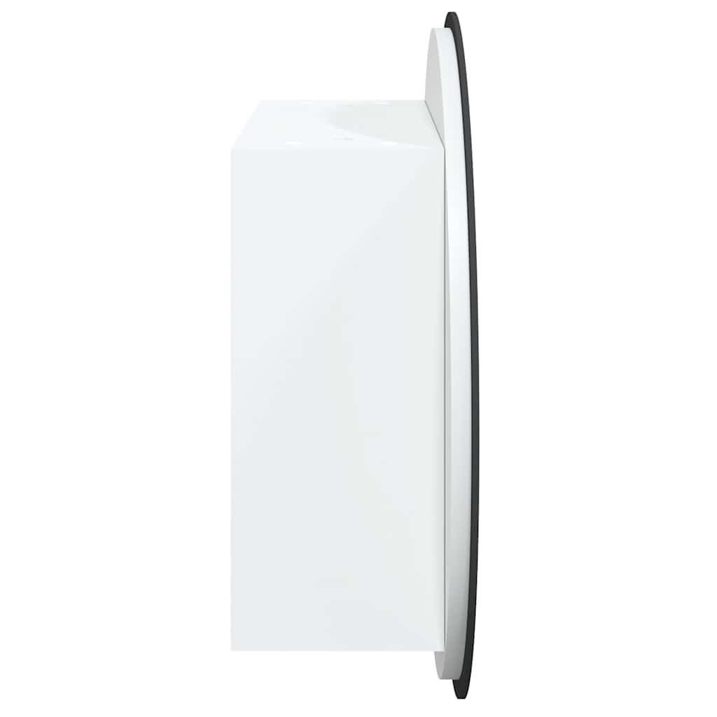 Armadio da Bagno con Specchio Rotondo e LED Bianco 40x40x17,5cm | homemem39