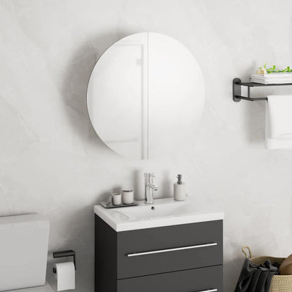 Armadio da Bagno con Specchio Rotondo e LED Bianco 40x40x17,5cm | homemem39