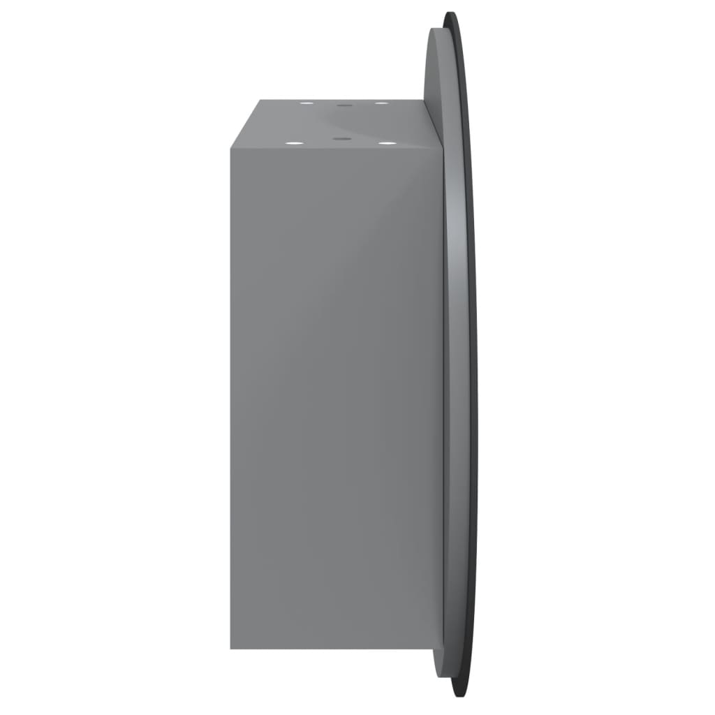 Armadio da Bagno con Specchio Rotondo e LED Grigio 40x40x17,5cm | homemem39