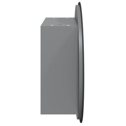 Armadio da Bagno con Specchio Rotondo e LED Grigio 40x40x17,5cm | homemem39