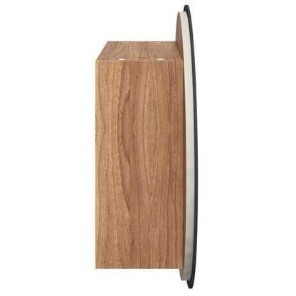 Armadio da Bagno con Specchio Rotondo e LED Rovere 40x40x17,5cm | homemem39