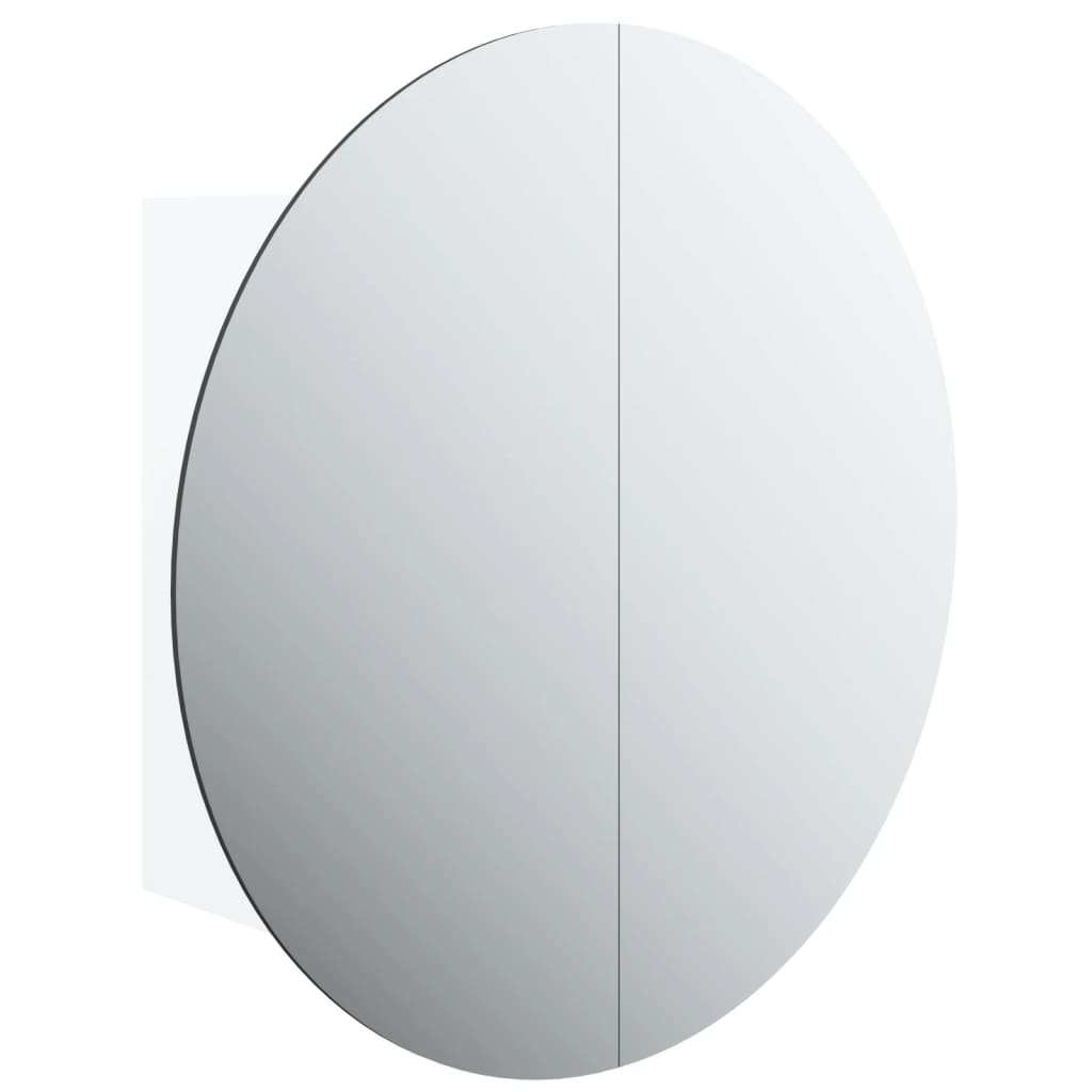 Armadio da Bagno con Specchio Rotondo e LED Bianco 47x47x17,5cm | homemem39