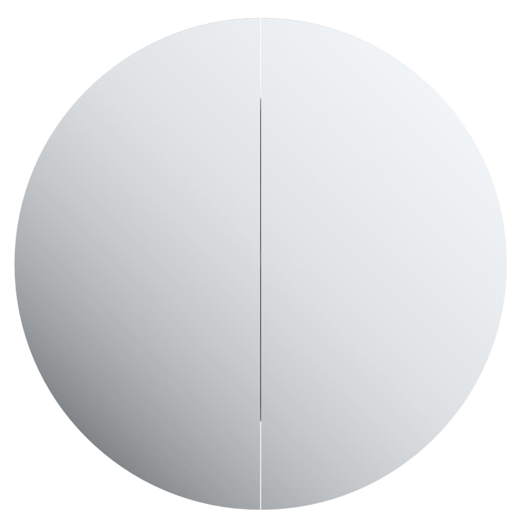 Armadio da Bagno con Specchio Rotondo e LED Bianco 47x47x17,5cm | homemem39