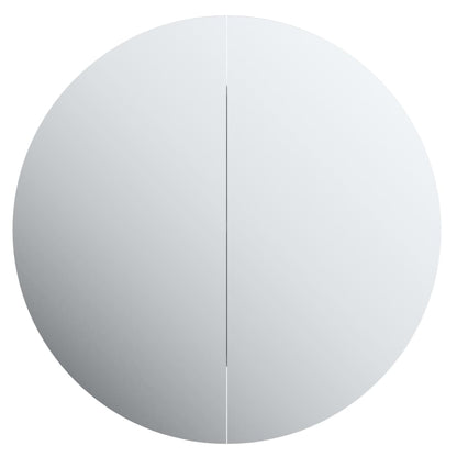 Armadio da Bagno con Specchio Rotondo e LED Bianco 47x47x17,5cm | homemem39