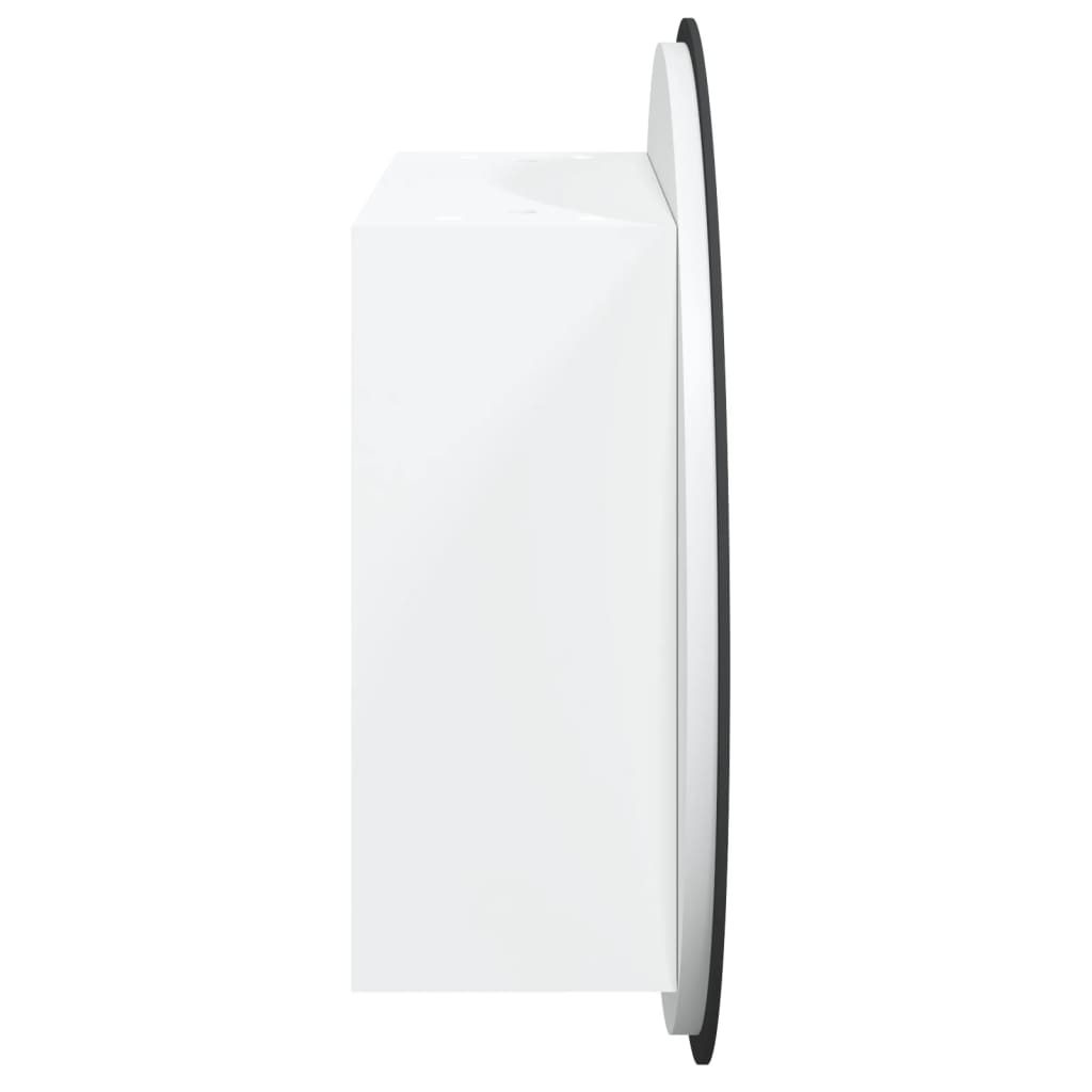 Armadio da Bagno con Specchio Rotondo e LED Bianco 47x47x17,5cm | homemem39