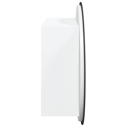 Armadio da Bagno con Specchio Rotondo e LED Bianco 47x47x17,5cm | homemem39