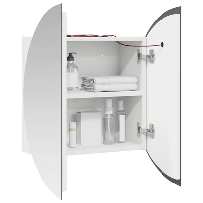 Armadio da Bagno con Specchio Rotondo e LED Bianco 47x47x17,5cm