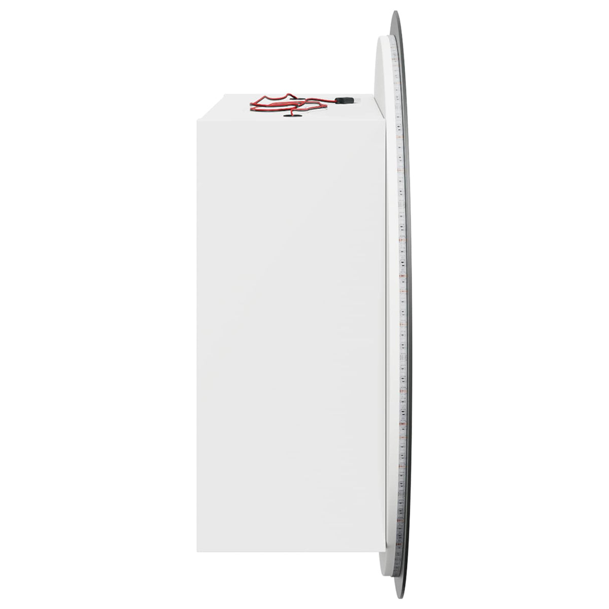 Armadio da Bagno con Specchio Rotondo e LED Bianco 47x47x17,5cm