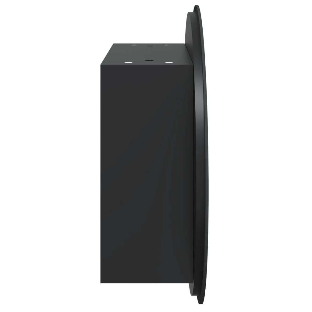Armadio da Bagno con Specchio Rotondo e LED Nero 47x47x17,5 cm | homemem39