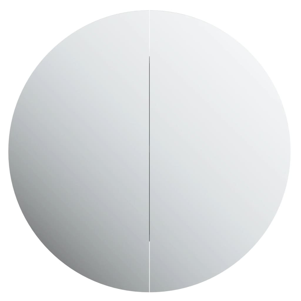 Armadio da Bagno con Specchio Rotondo e LED Grigio 47x47x17,5cm | homemem39