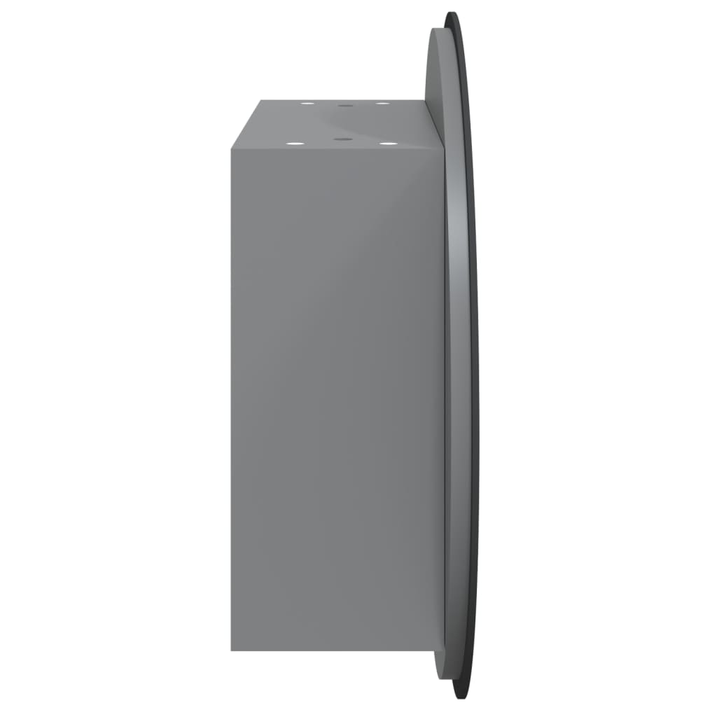 Armadio da Bagno con Specchio Rotondo e LED Grigio 47x47x17,5cm | homemem39