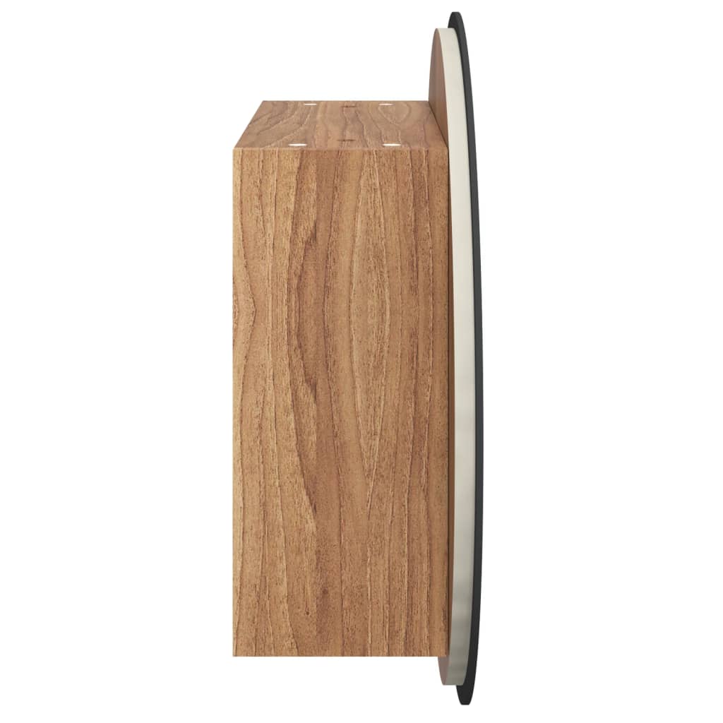 Armadio da Bagno con Specchio Rotondo e LED Rovere 47x47x17,5cm | homemem39