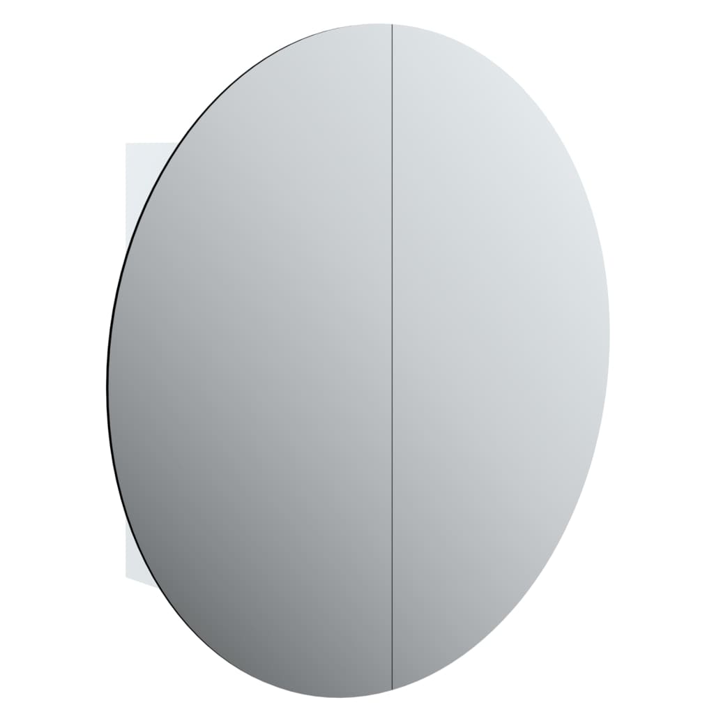 Armadio da Bagno con Specchio Rotondo e LED Bianco 54x54x17,5cm | homemem39