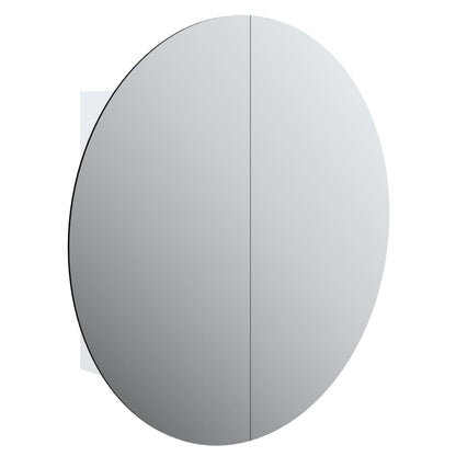 Armadio da Bagno con Specchio Rotondo e LED Bianco 54x54x17,5cm | homemem39