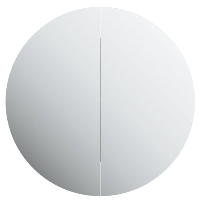 Armadio da Bagno con Specchio Rotondo e LED Bianco 54x54x17,5cm | homemem39