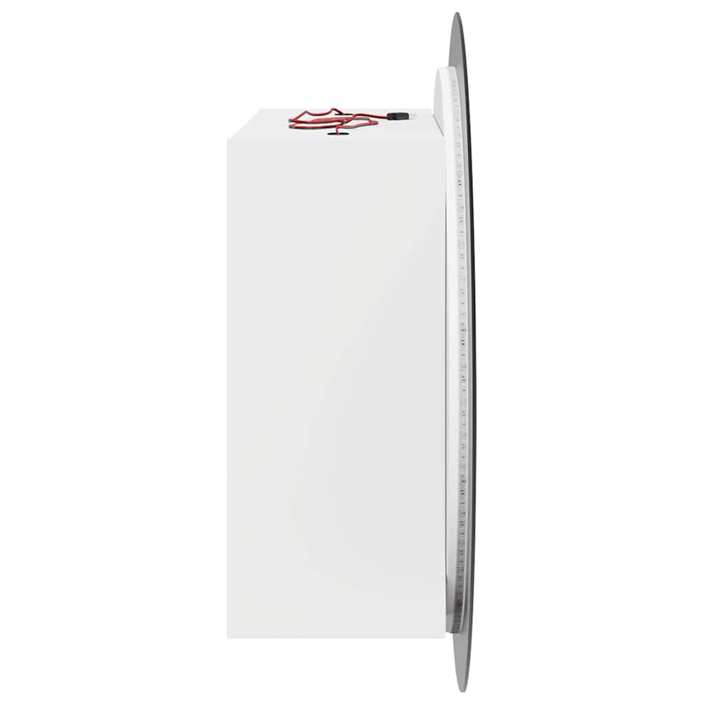Armadio da Bagno con Specchio Rotondo e LED Bianco 54x54x17,5cm