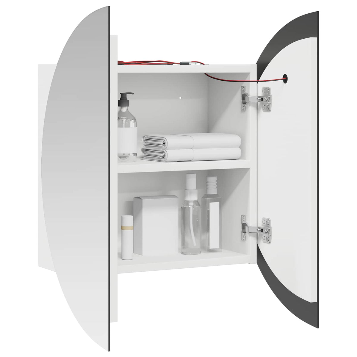 Armadio da Bagno con Specchio Rotondo e LED Bianco 54x54x17,5cm