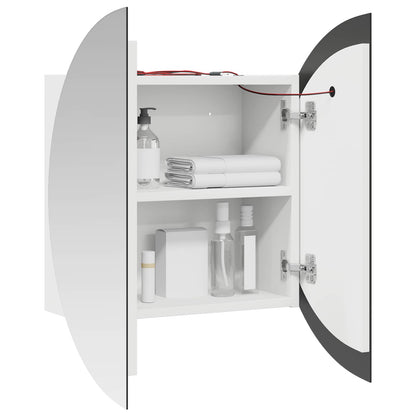 Armadio da Bagno con Specchio Rotondo e LED Bianco 54x54x17,5cm