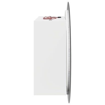Armadio da Bagno con Specchio Rotondo e LED Bianco 54x54x17,5cm