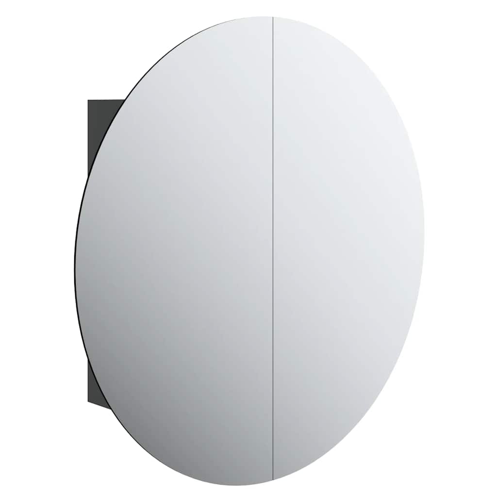 Armadio da Bagno con Specchio Rotondo e LED Nero 54x54x17,5 cm | homemem39