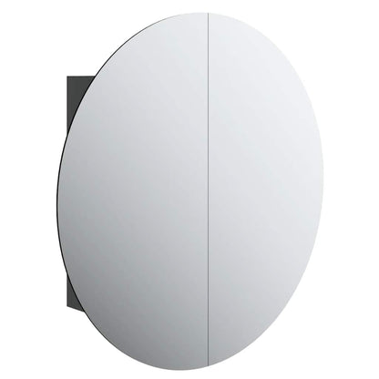 Armadio da Bagno con Specchio Rotondo e LED Nero 54x54x17,5 cm | homemem39